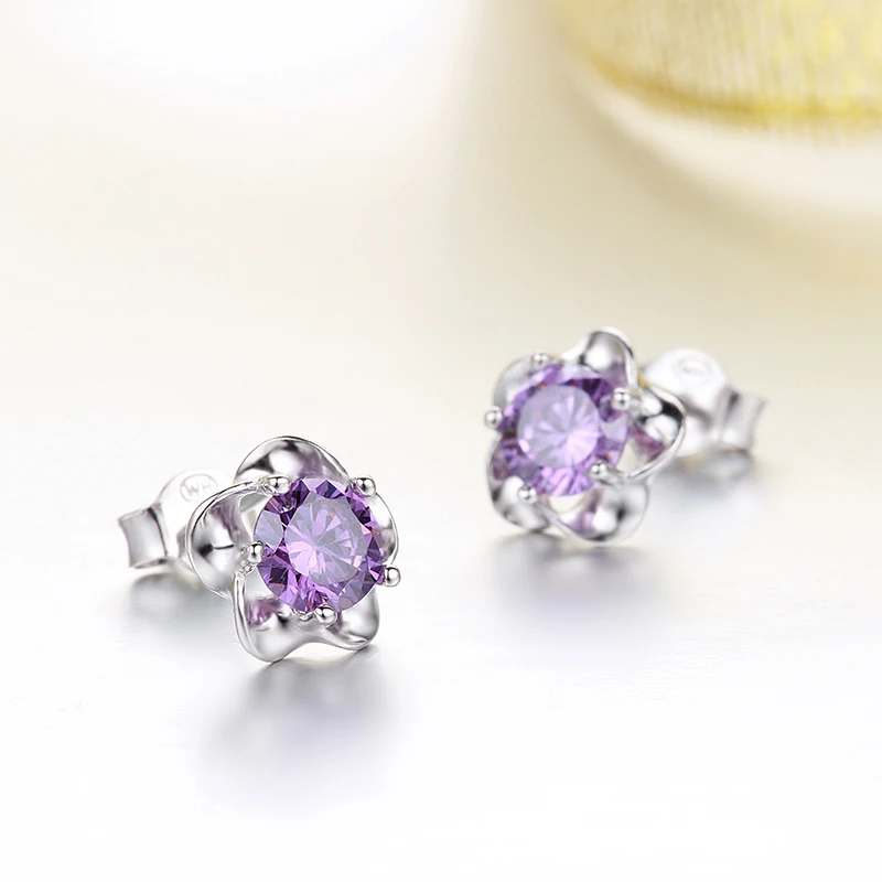 Женские цветочные серьги с цирконом Блестящие модные гвоздики в виде цветка