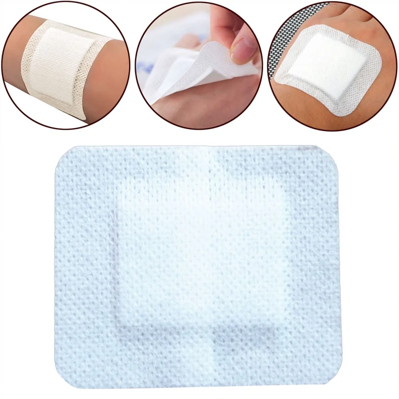 

10Pcs/lot Large Size Hypoallergenic Non-woven Adhesive Wound Band Aid Bandage Large Wound First Aid 6*7cm For Camping Survival
