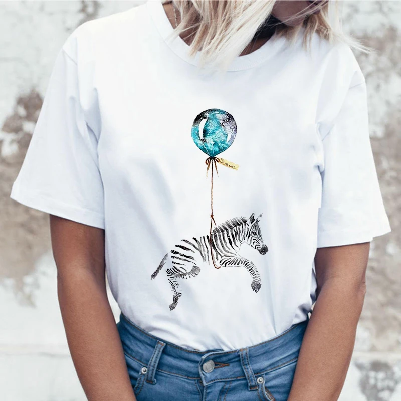 

Hot Summer Fashion Lady T-shirts Watercolor Painting Zebra Print Cool fashion Aesthetic Kawaii Tee Top 2021 t-shirt femm