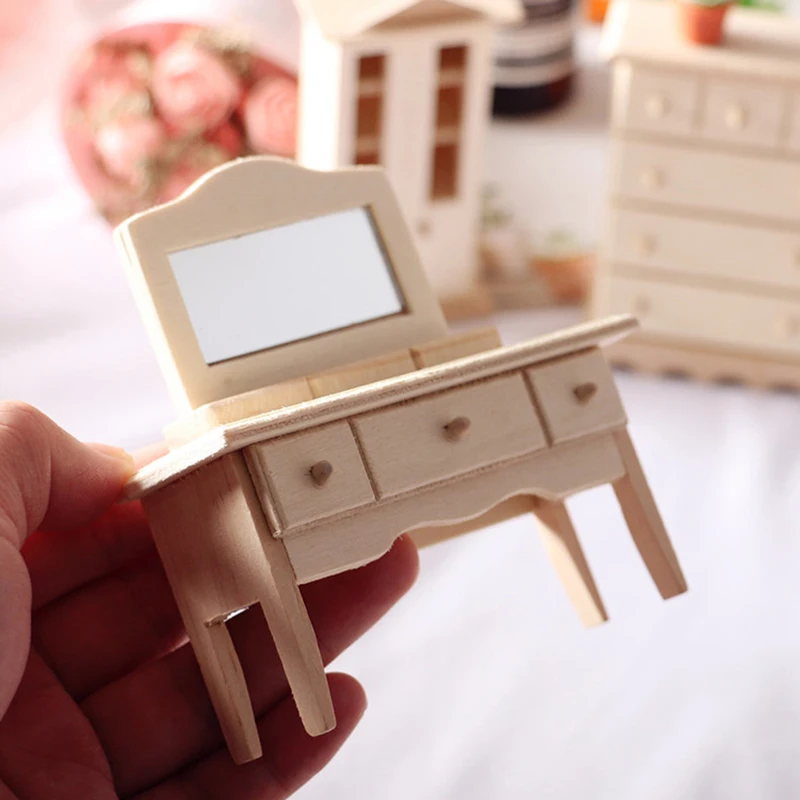 Dollhouse Wooden Miniature Furniture Table Chair Model Toys For Children 1:12 Doll House Accessories New |
