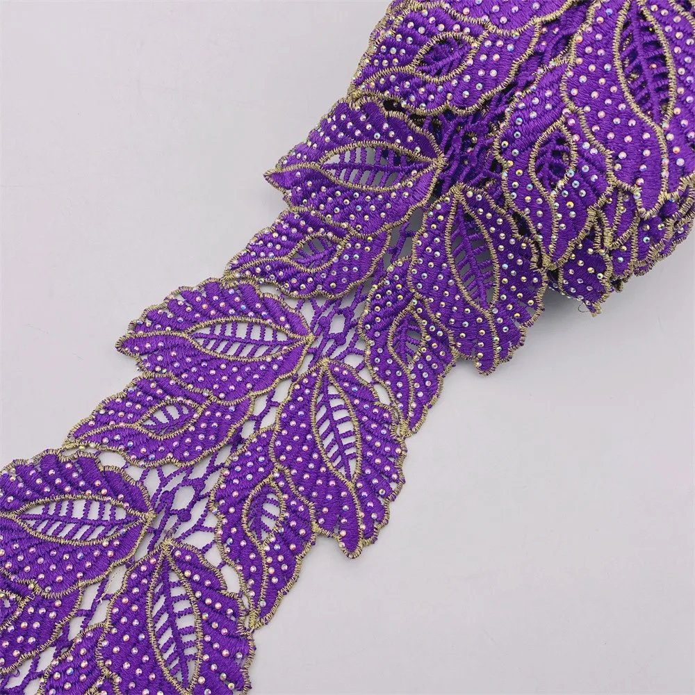 Много цветов 10 ярдов стразы кружевная отделка металлические вышитые кружева