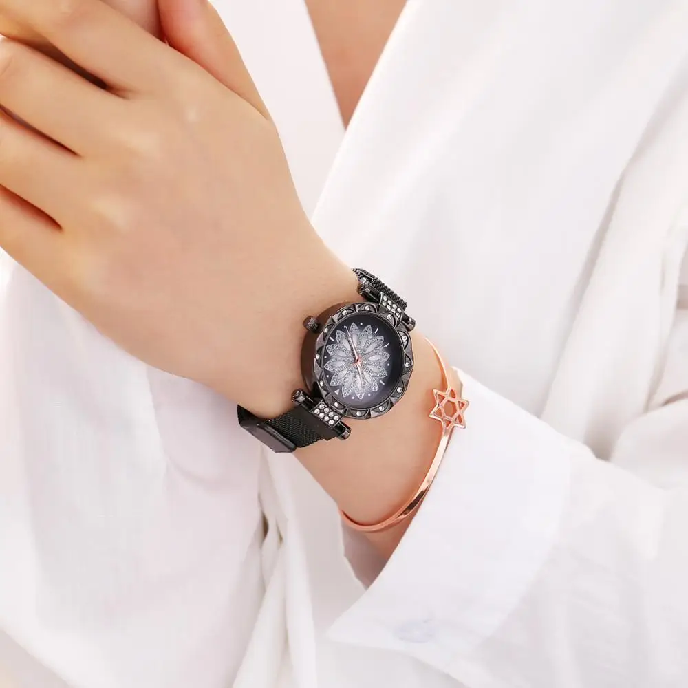 2019 montre femme Модные женские магнит на стальном браслете с часы свободного покроя
