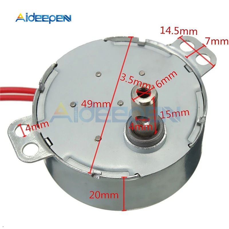 TYC-50 переменного тока 12V AC 220-240V 50/60 Гц 4 Вт синхронный двигатель 5-6 об/мин прочный высокий крутящий момент с заглушкой по часовой стрелке против часовой стрелки