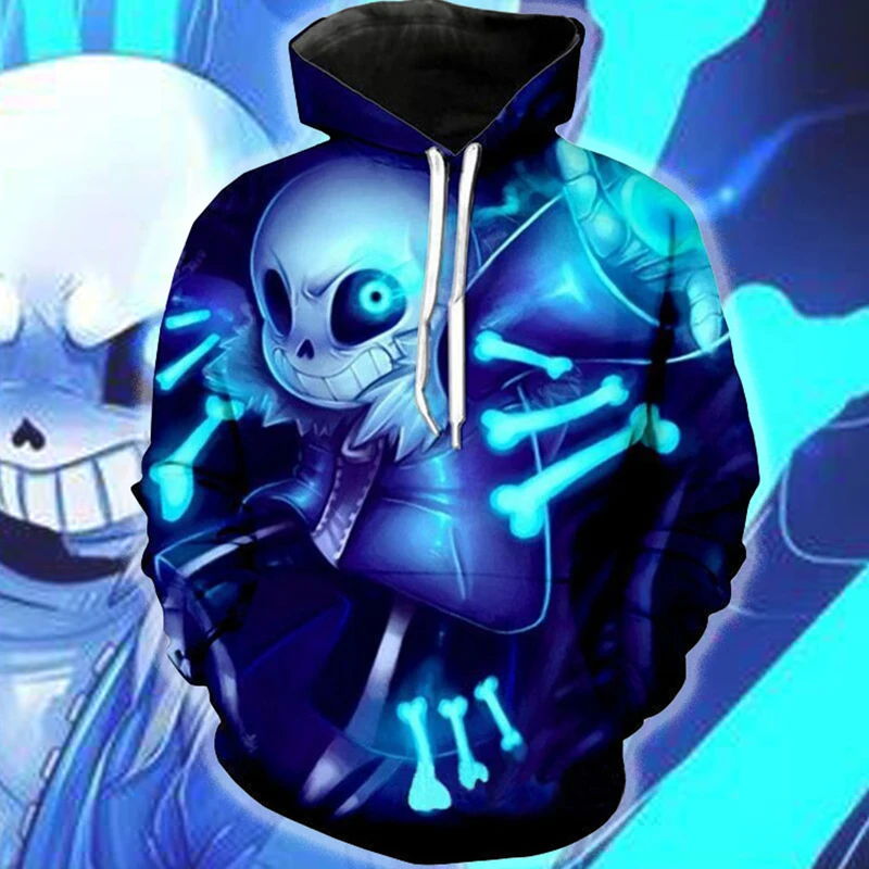 Новинка толстовки Undertale с изображением голубого черепа без рисунка куртка 3D