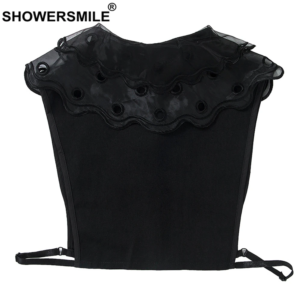SHOWERSMILE черно-белый съемный воротник с вышивкой винтажные весенне-летние