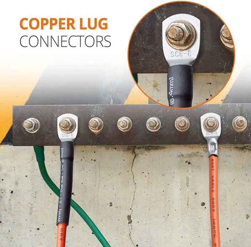 

70PCS Wire Ring Bare Copper Crimp Terminal Assortment AWG3/8 Kit Lugs Battery Closed Ends Electrical Splice Connectors