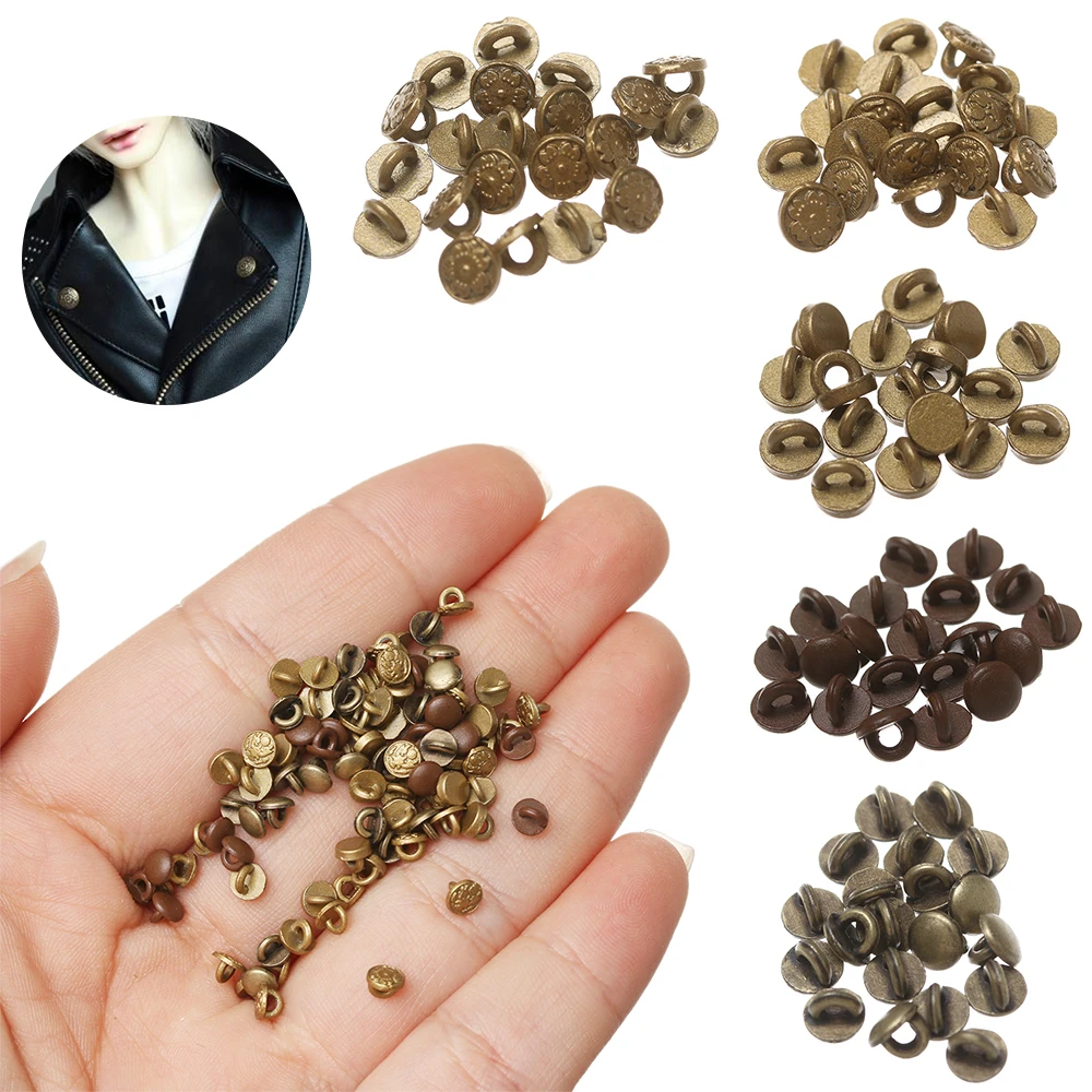 20/40Pcs Mini Button Buckle DIY Doll Clothes 4mm Metal Printed Decoration Buckles for 1/6 Clothing Sewing Accessories | Игрушки и хобби