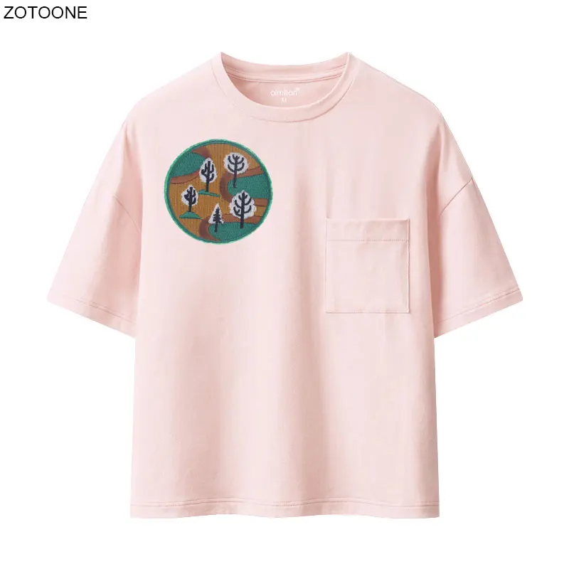 ZOTOONE 1/10pcs Round Tree Iron on Patches DIY Badge Sew Patch for Clothing Jackets Bag Clothes Applique Heat Transfer G | Дом и сад