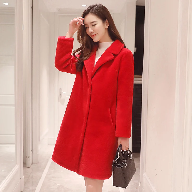 Autumn 2020 Real Female Winter Woman Coat Korean Jacket Sheep Shearing Wool Fur Coats Long Abrigo Mujer KJ024 | Женская одежда