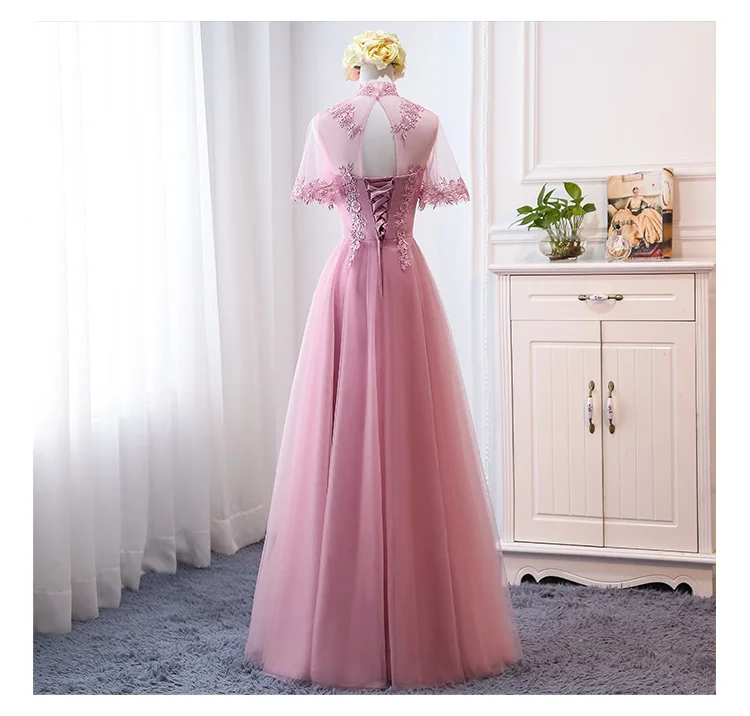 MNZ-9858Z# платье подружки невесты новые зимние рождественские платья средней длины с длинными рукавами г. Бледно-лиловый на шнуровке для девочек