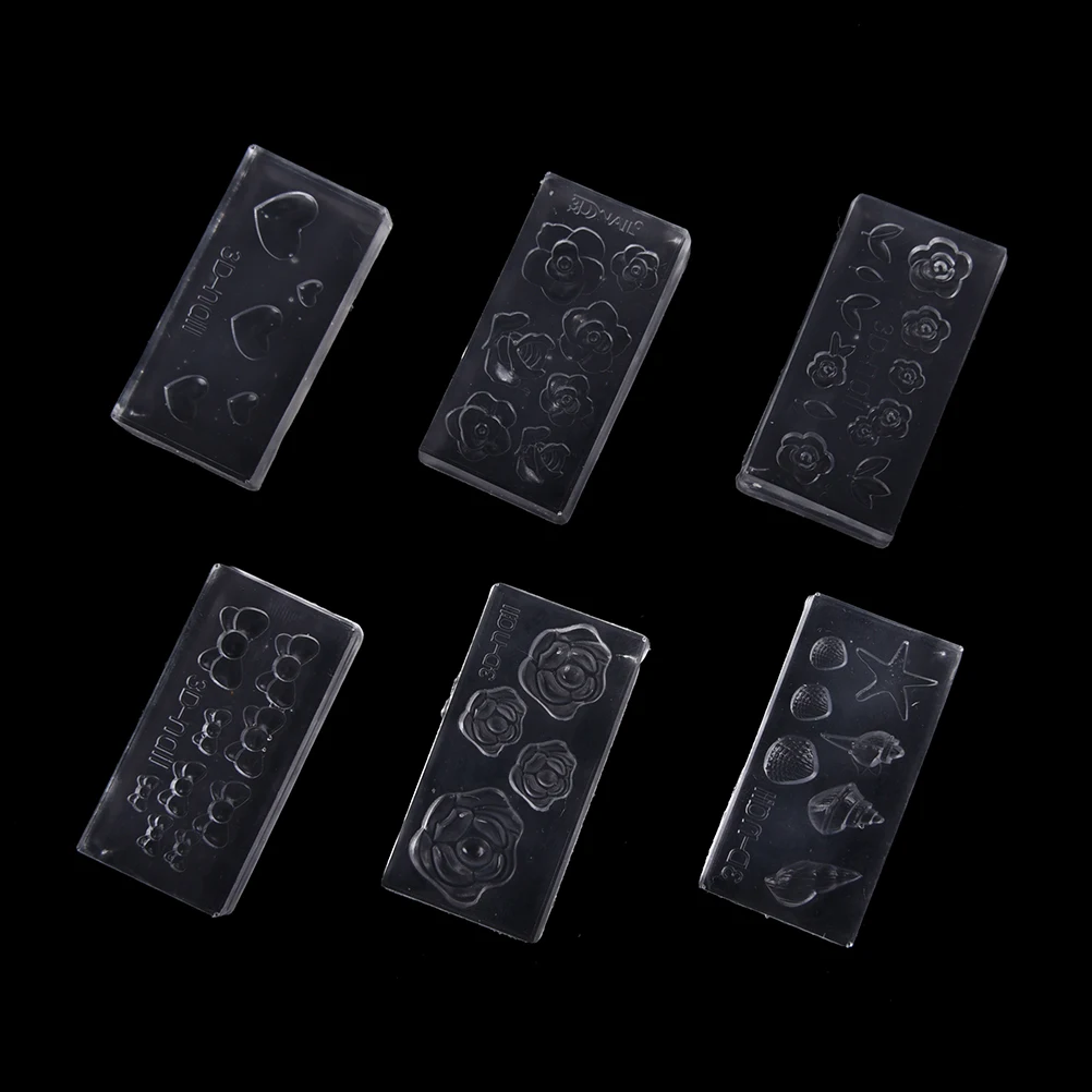 6 шт./компл. 3D акриловая Форма DIY дизайн силиконовый ногтей Шаблоны Шаблон Маникюр