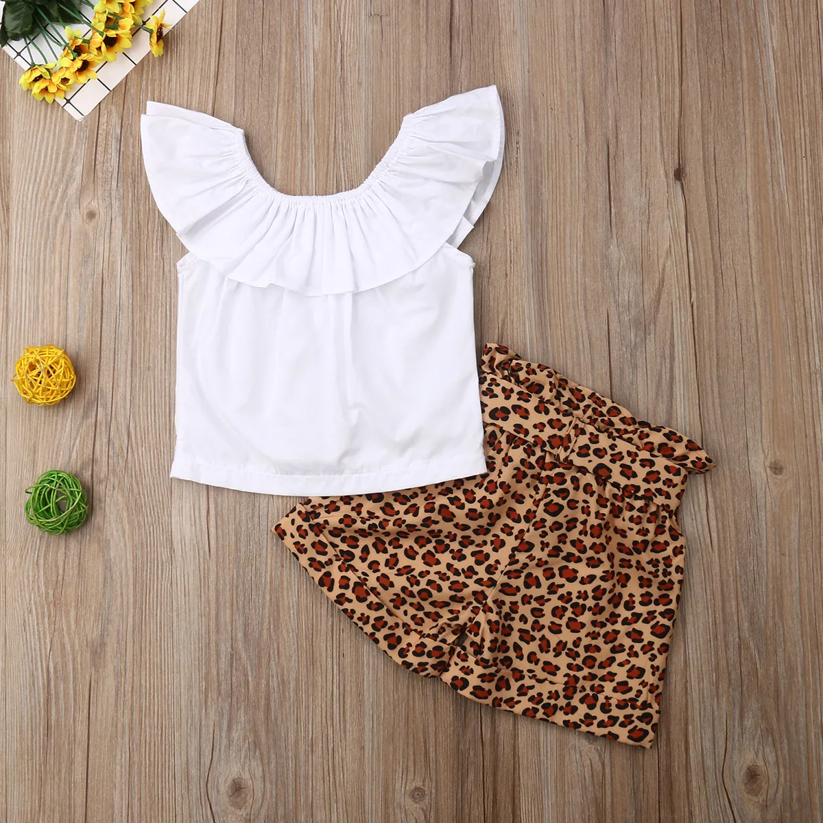 

2020 Summer Infant Kids 1-6Years New Kids Toddler Baby Girls Cotton Tops Ruffle Shorts Pants Clothes 2Pcs Sets