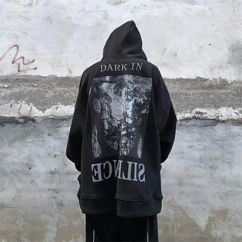 

Black Gothic Hoodie Streetwear Autumn Tops Male Harajuku High Street Sweatshirts Korean Hoody Fashions Oversized Japanese Hoodie