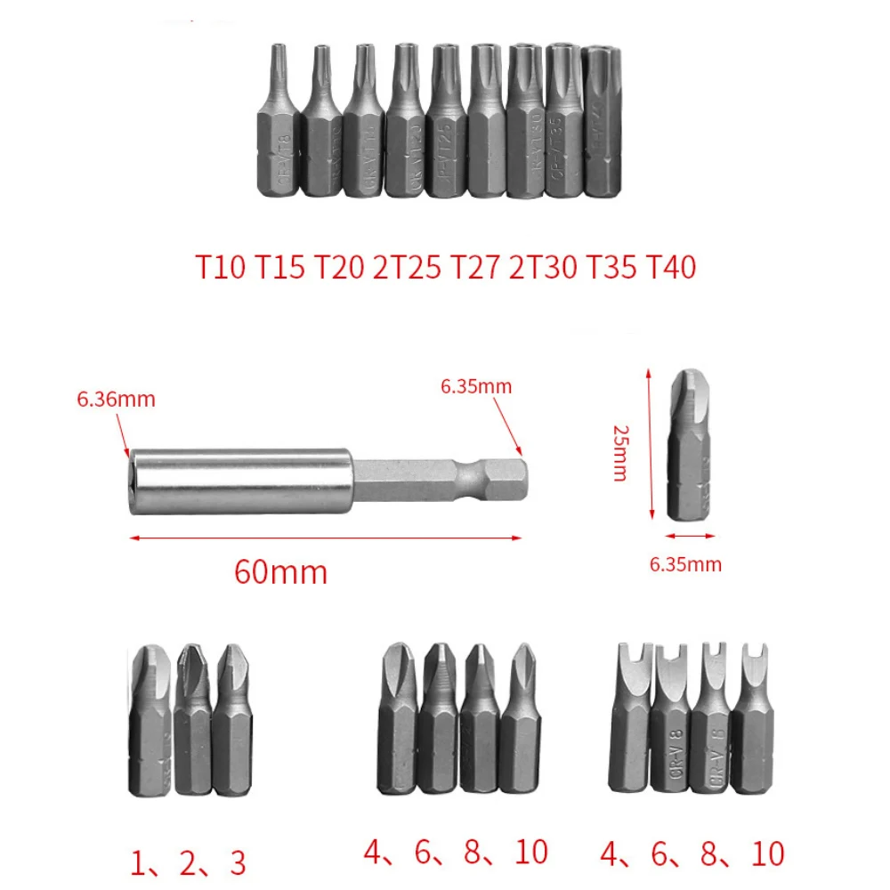 

33 in 1 Screwdriver Heads Set Professional Screwdriver Bit Hole Hollow Carbon Rod Torx Hex Bit Set With Hexagonal Wrench