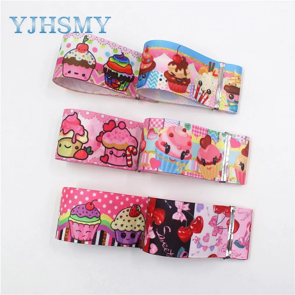 

I-19906-2093,38 мм 5 двор с рисунком десерт печатных веревка атласная лента, DIY ручной работы женские аксессуары для волос упаковка для свадебного п...