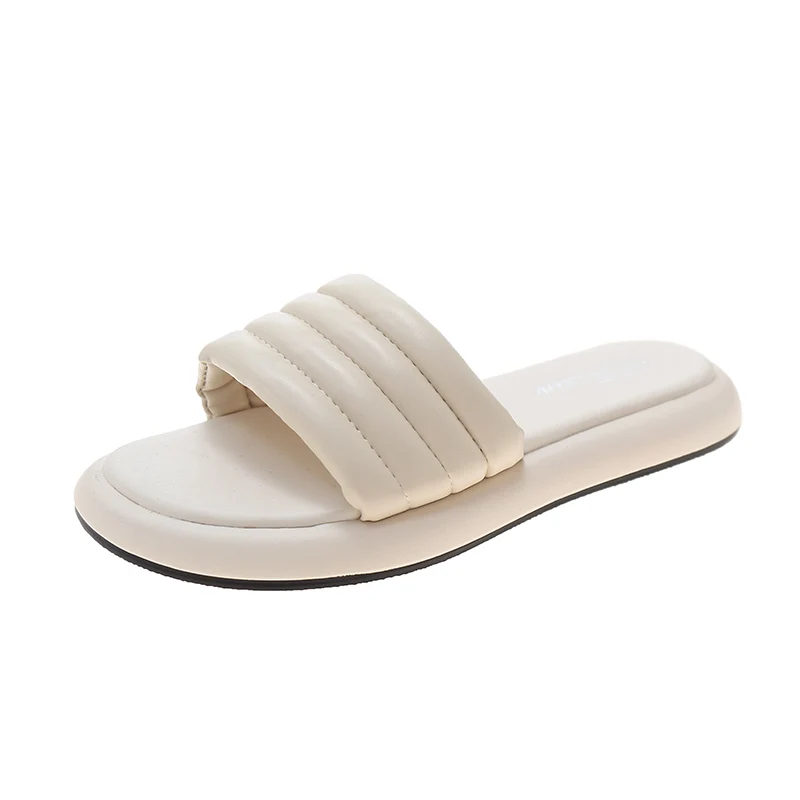 

Slippers Women Summer Female Shoes Low Luxury Slides Platform 2021 Beach Flat Designer PU Basic Shoes Woman 2021 Slippers Summer