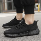 Кроссовки Damyuan Мужские дышащие, Уличная обувь для бега, на шнуровке, повседневная черная