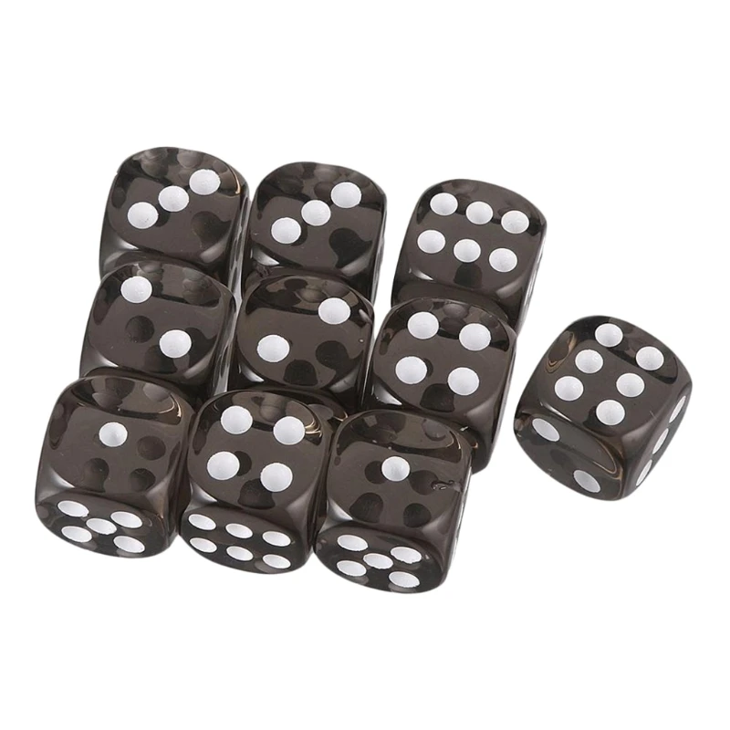 

10Pcs 16mm Transparent Digital Dice 6 Sided Acrylic Dice Children Puzzle Dice Toy Board Game KTV Bar Dice
