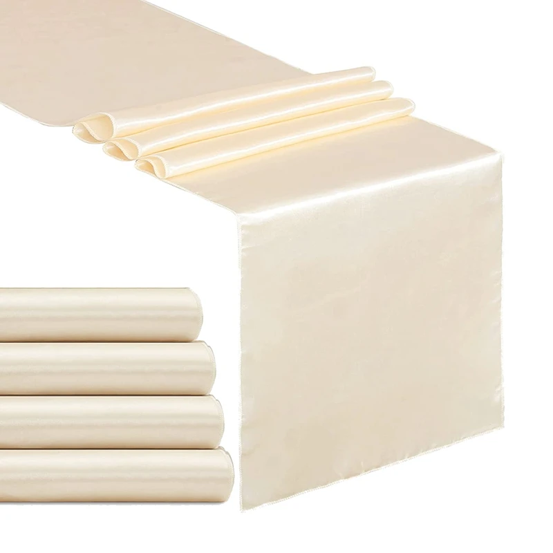 

5 Pcs Satin Table Runner Ivory 12X108 In Table Runners For Wedding Decoration Birthday Parties Banquet Decor