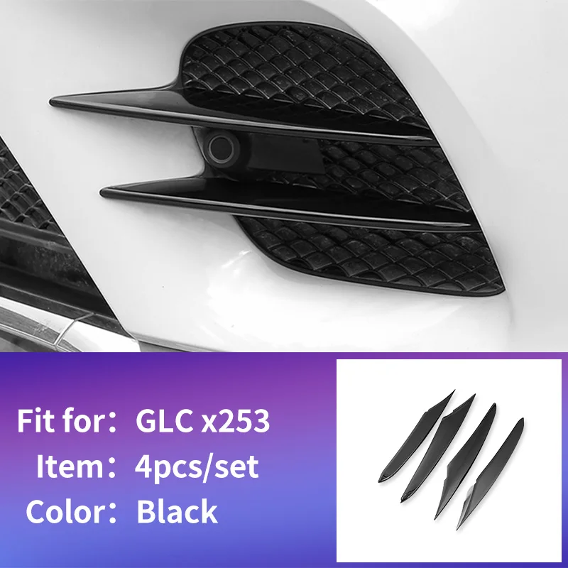 Black 3pcs Передние противотуманные фары светильник бровей Накладка для mercedes glc x253 mercedes glc отделка/Аксессуары для mercedes glc amg купе classe - Название цвета: Black 3pcs