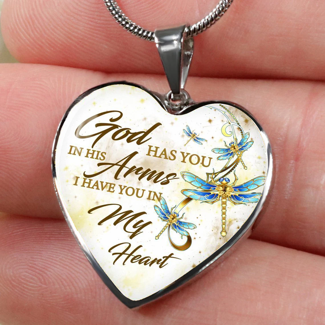 God Have You In the Arm I My Heart ожерелье стрекоза кулон в форме сердца подарок для жены