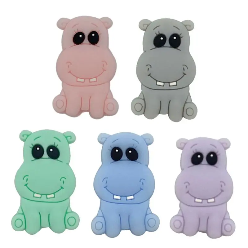 

Silicone Hippo Baby Teether Bead BPA Free DIY Infant Teething Necklace Rodent Pendant Jewelry Nursing Shower Toy