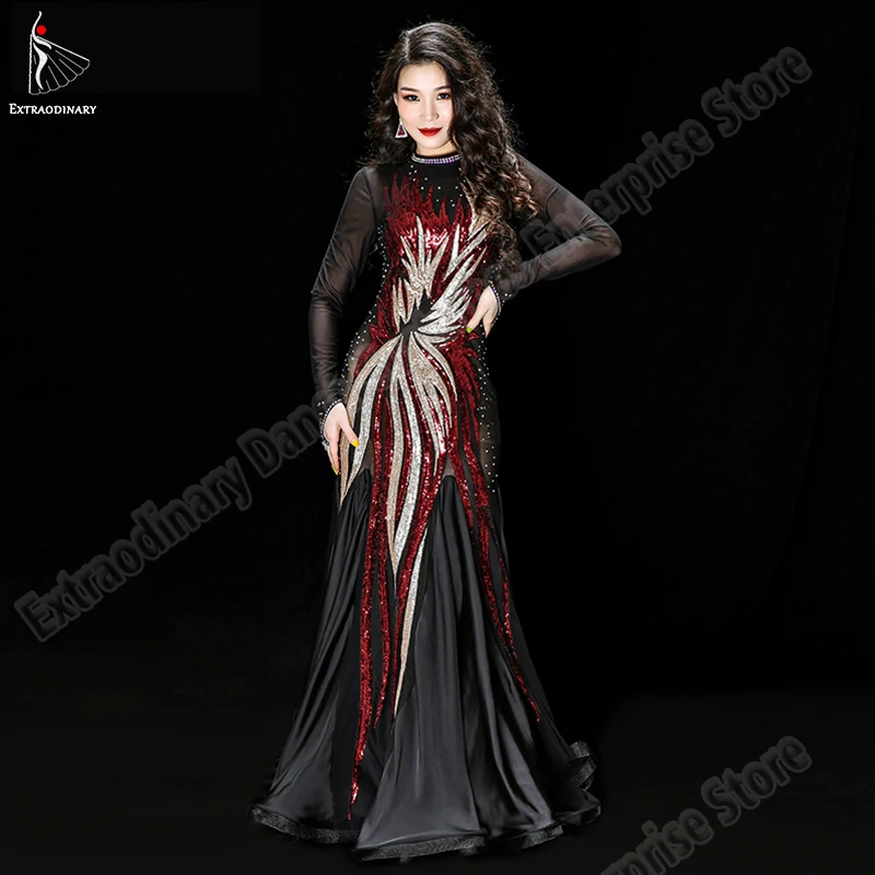 Восточное платье с длинным рукавом костюмы для женщин танец живота юбка блёстки