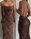 Сексуальное облегающее леопардовое платье с открытой спиной, женские летние модные платья 2021 года