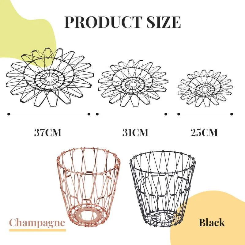 

Nordic Metal Multifunctional Deformation Creative Iron Art Fruit Basket, Storage Tray, Deformable Lampshade Storage Basket