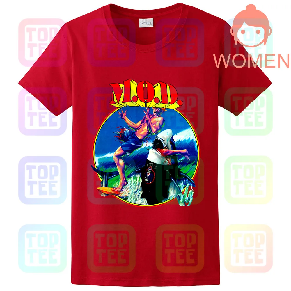 Women Red M.O.D. SURFIN' M.O.D. Метод уничтожения S.O.D. Новая Серая Футболка CROSSOVER - Цвет: Women Red