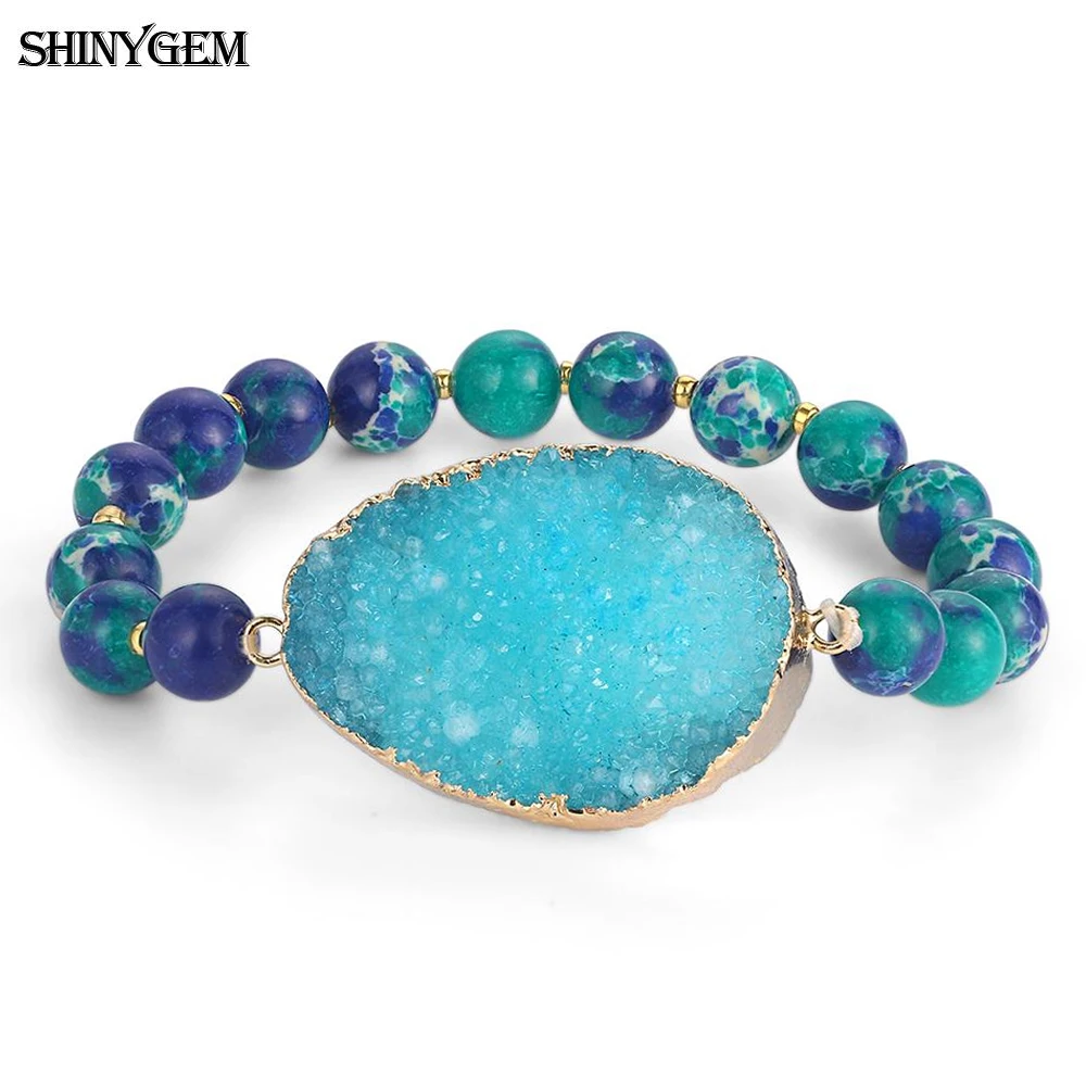 Женский браслет из змеиной кожи ShinyGem 8 мм Круглый с большим камнем и натуральным