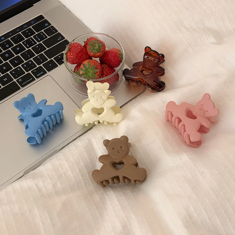 

1PC Hot Korean Lovely Bear Hair Clip Claw Clamp for Women Girls Kids Hairpin Crab Headband Hair Washface Accessories Headwear