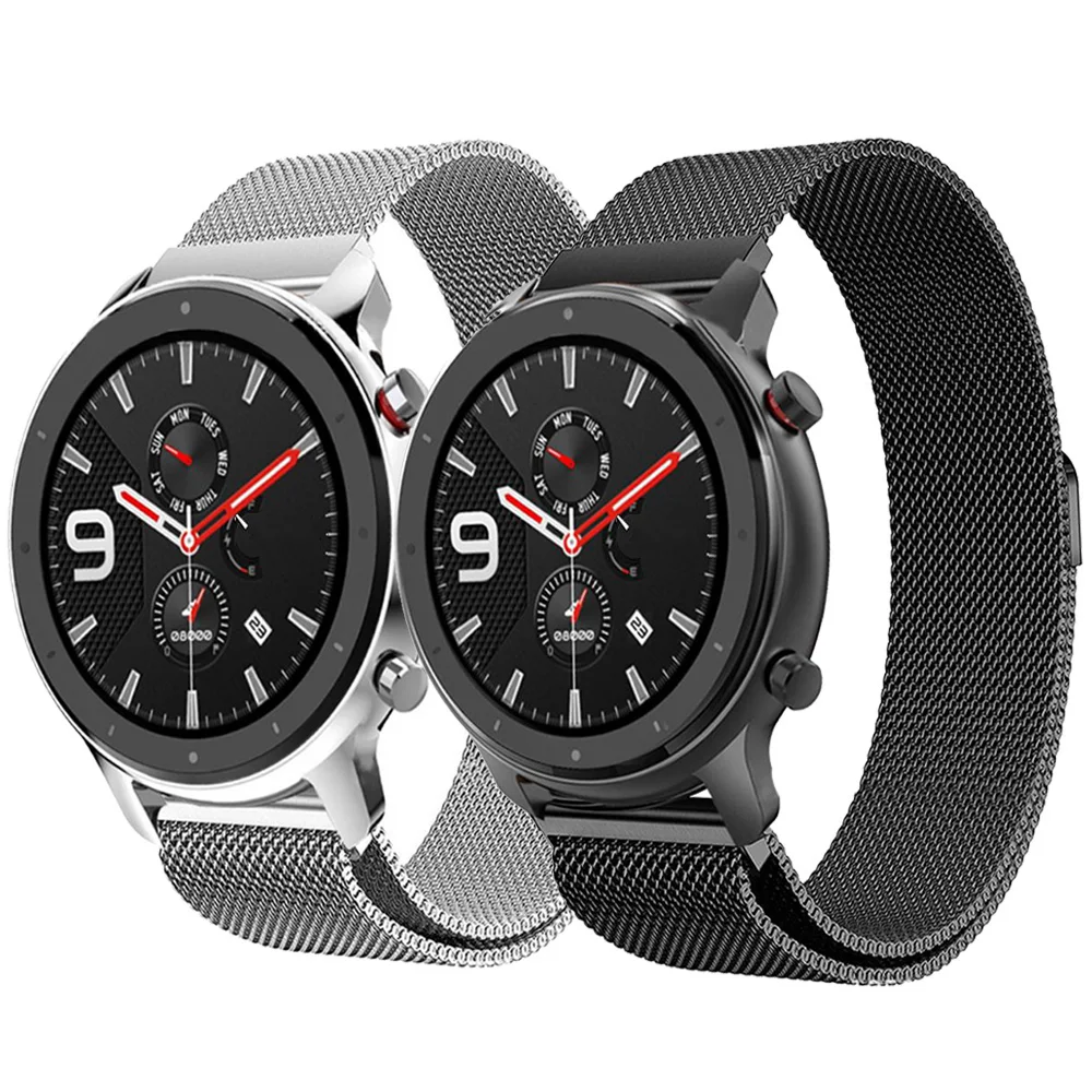 Металлический Миланский ремешок на запястье для Xiaomi Huami Amazfit GTR 47 мм/Stratos 2 pace браслет для huawei WATCH GT ремешок для часов