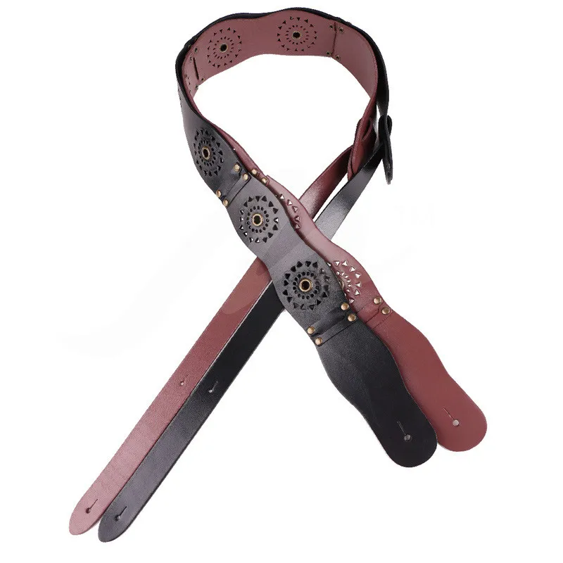 

Полое кожаное индивидуальное регулируемое широкое электрическое акустическое бас-гитара ремешок для фолк-бас-гитары