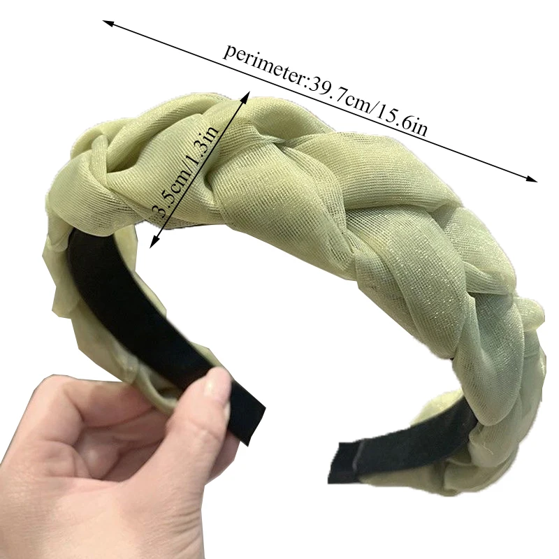 

Twisted Headband Temperament Wide-brimmed Headband Korean Style Women Girls Sweet Solid Color Super Fairy Woven Mesh Headband