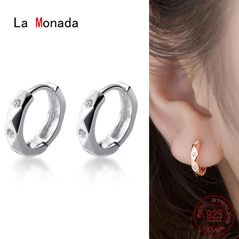 

La Monada Hoop Earrings For Women Silver 925 Fine Women Earrings Jewelry Small Geometry Hoop Earrings 925 Sterling Silver Women