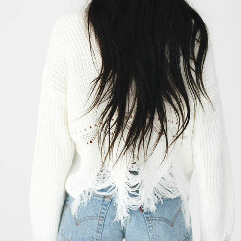 Женский Повседневный пуловер свободного покроя с v-образным вырезом и длинными