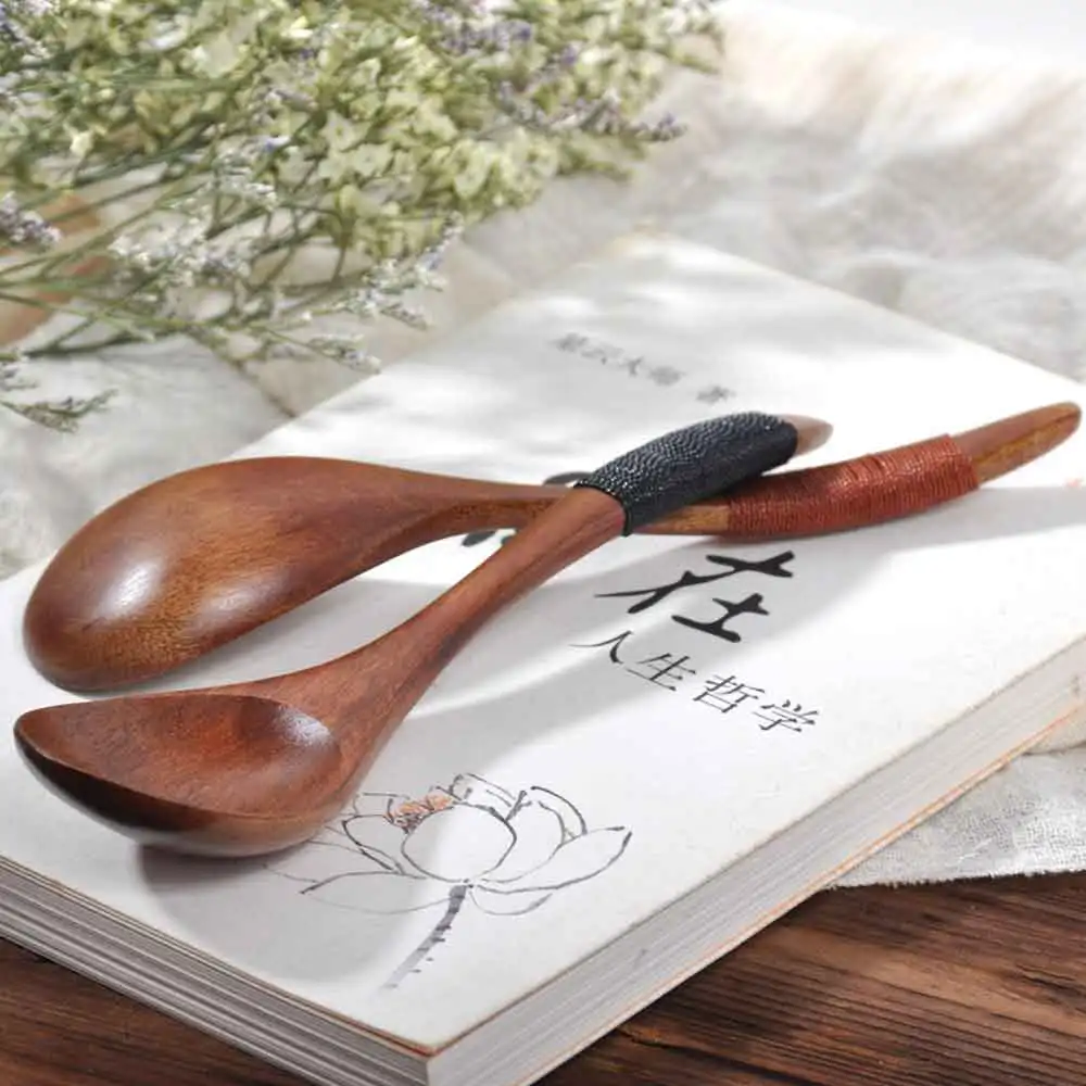 Визуальный сенсорный деревянные ложки китайский кофе смешивания суп ковш посуда