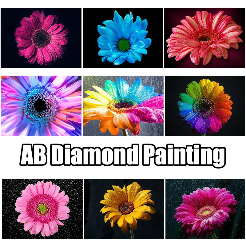 5D AB алмазная живопись Радужный цвет цветок полный квадрат Круглый сделай сам