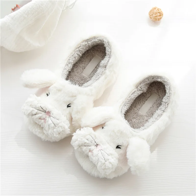 

Cute Cartoon Lucky Dog Home Slippers For Bedroom Women Fur Shoes Winter Warm Plush Furry Slippers Womens House Indoor Flats