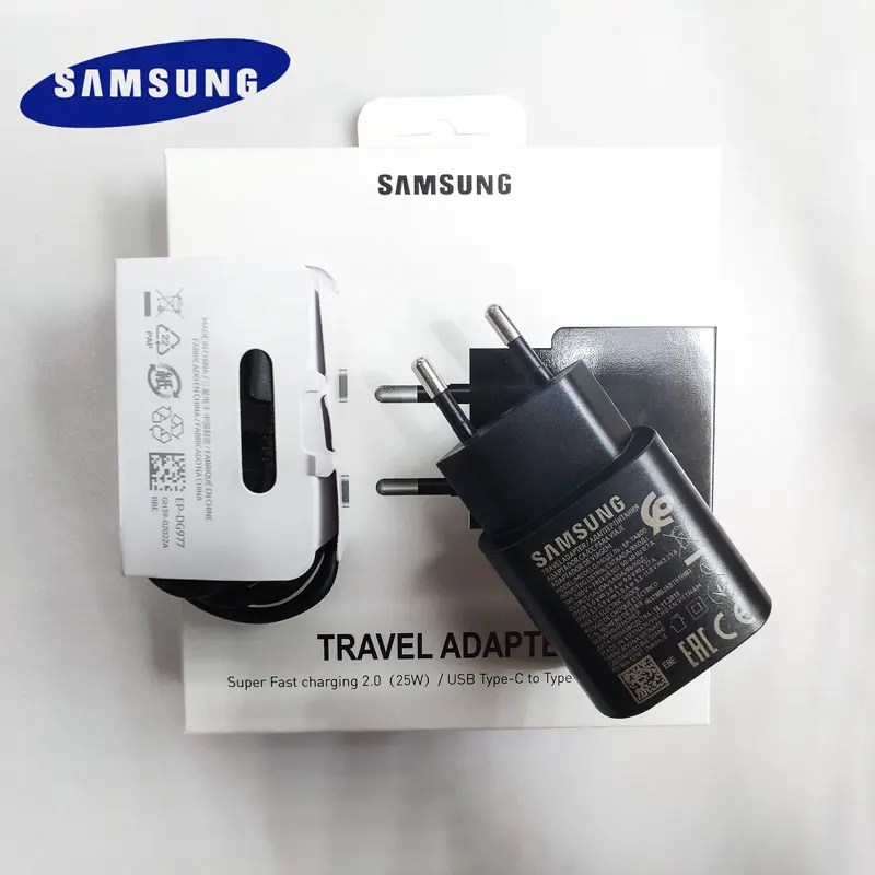 

Original Samsung Note 10 MobilePhone super fast charger 25 w EU Travel Usb PD PSS Fast Charge Adapter EP-TA800 note 10 plus s8 9