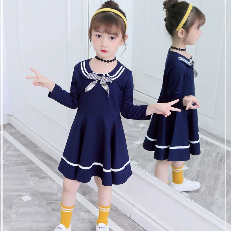 

New Spring/autumn Children Clothes Girls Cotton Elastic Long Sleeve School Dress Fall Clothes for Kids Girls 10 To 12
