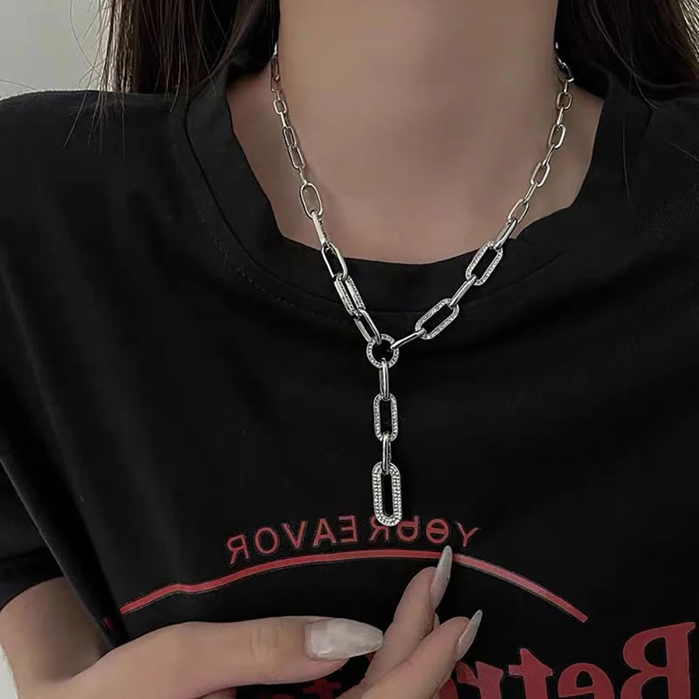 

Korean Style Metal Chain Around the Neck Design Personality Hip-Hop Clavicle Chain Fashion Exaggeration Necklaces Jewelry Gothic