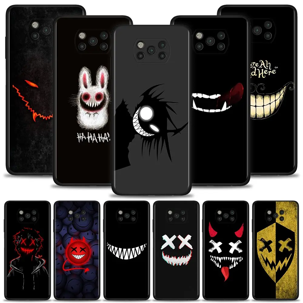 

Case For Xiaomi Poco X3 NFC PRO F3 GT M4 M3 Pro 4G/5G F3 for Mi 11T 10T Pro 5G 11 Note 10 Lite Civi Scary Smile Skeleton Devil