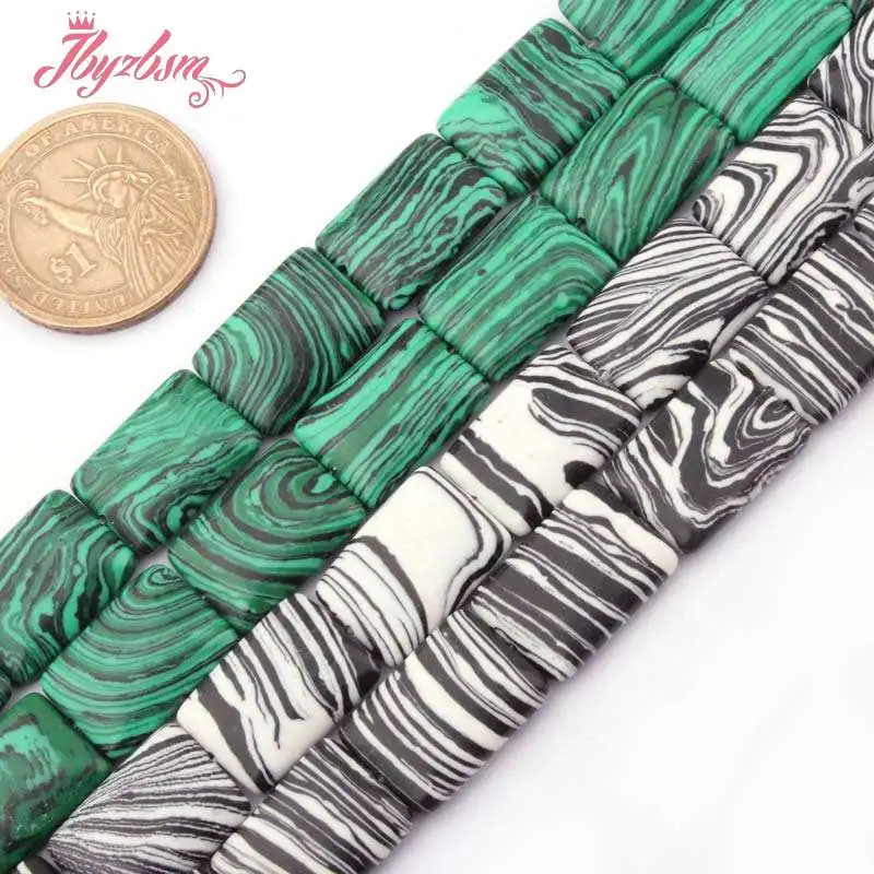 13x18 мм Гладкий прямоугольник бисер искусственный мех малахитовые каменные бусы