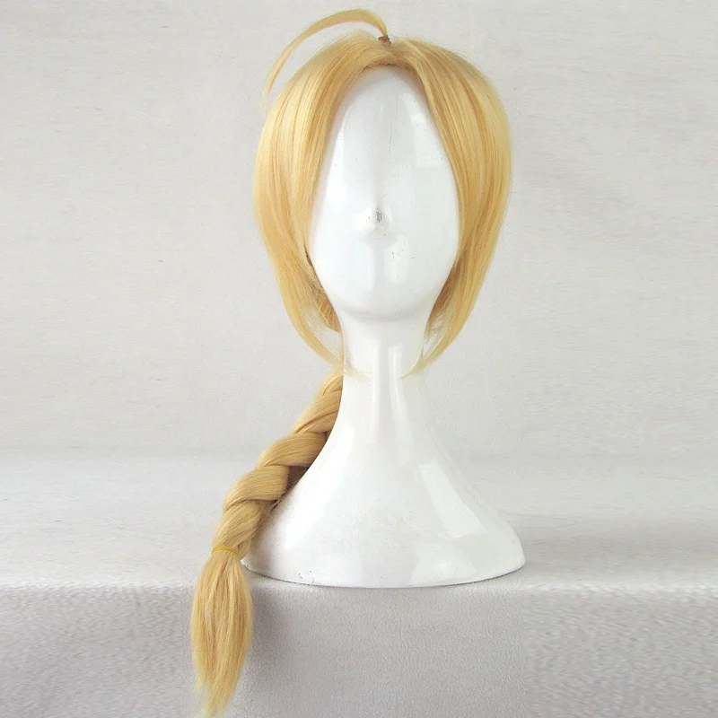 

Fullmetal Alchemist Edward Elric 55cm Medium Long Straight Braid Styled Synthetic Cosplay Wigs Anime Costume Party Wig + Wig Cap