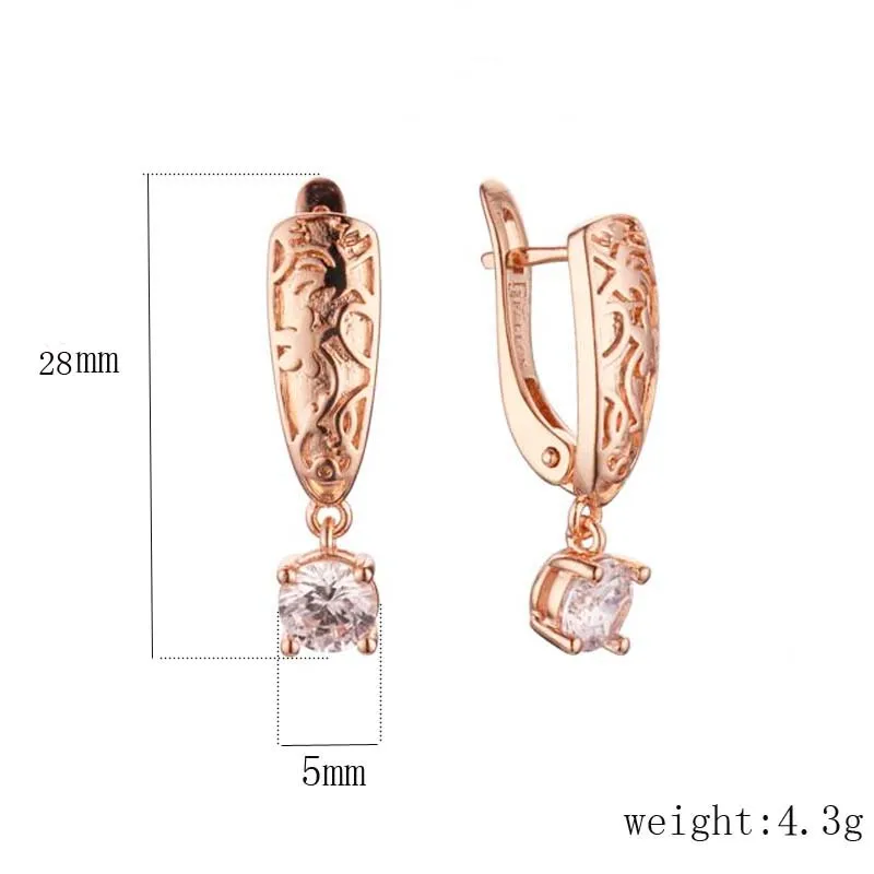 Женские серьги-капельки из розового золота 585 пробы с белым кубическим цирконием
