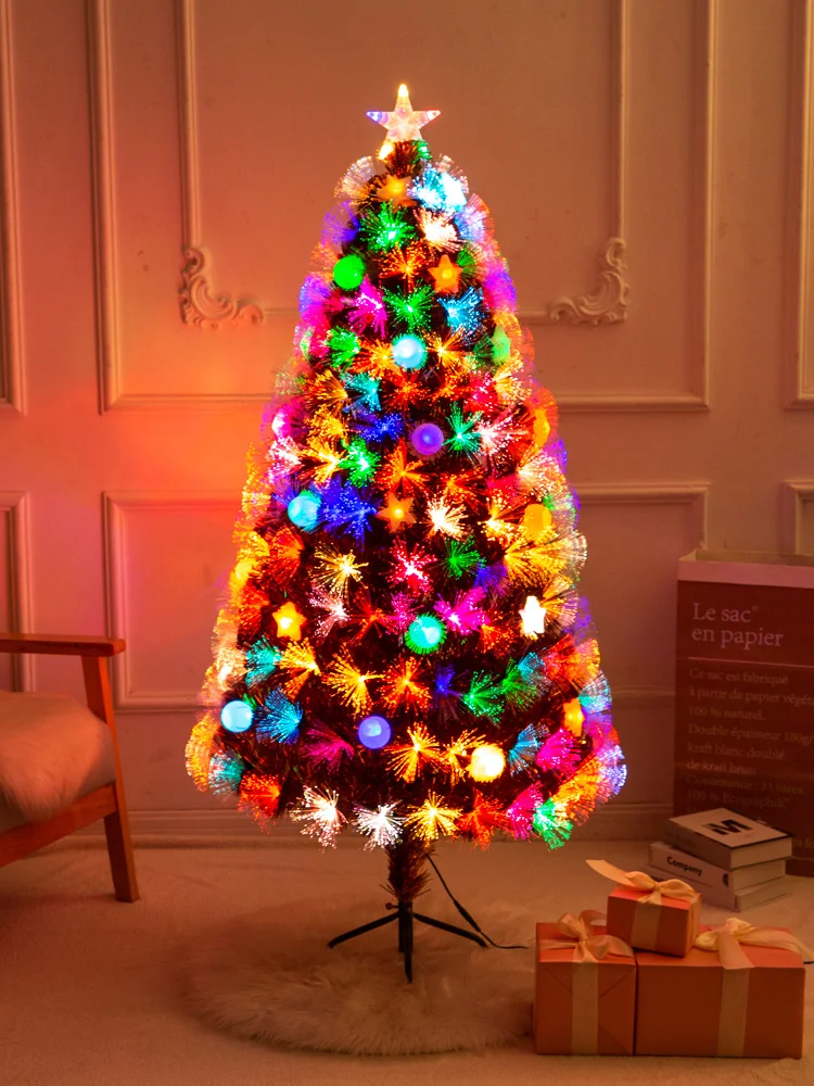 

Искусственная Рождественская елка 60 см, 120 см, 150 см, 180 см, украшение для дома на новый год 2022, светодиодная цветная подсветка, уличное настоль...