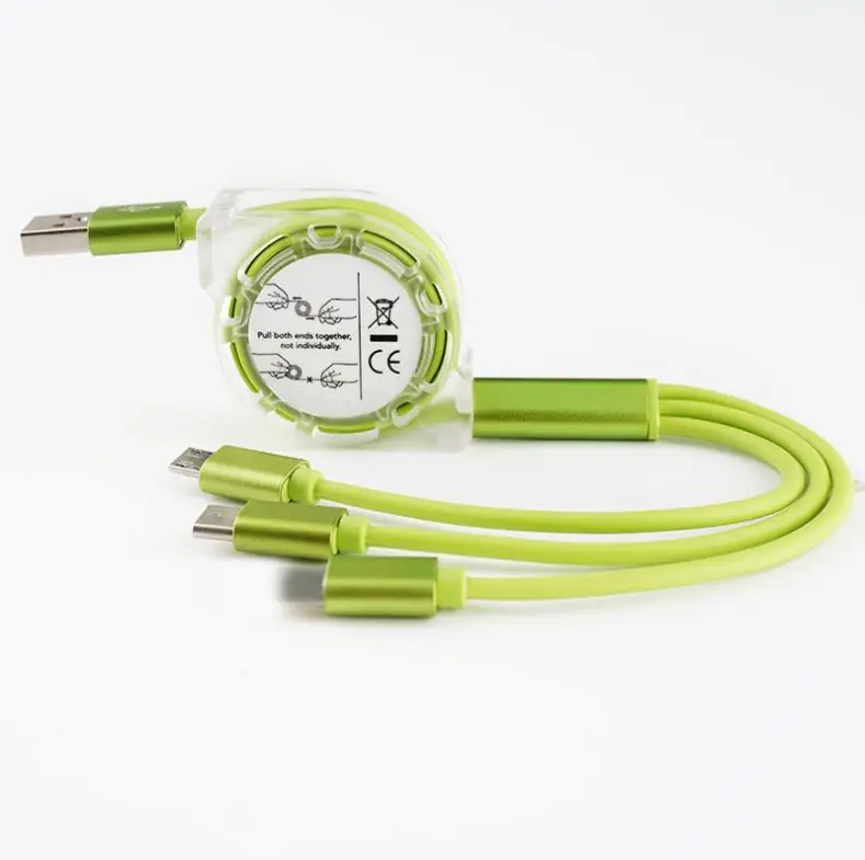 I M Multi 3 в 1 кабель для быстрой зарядки type C Micro USB разъем USB кабель для быстрой зарядки для IPhone X 8 7 6 для Android samsung Mi - Цвет: Зеленый
