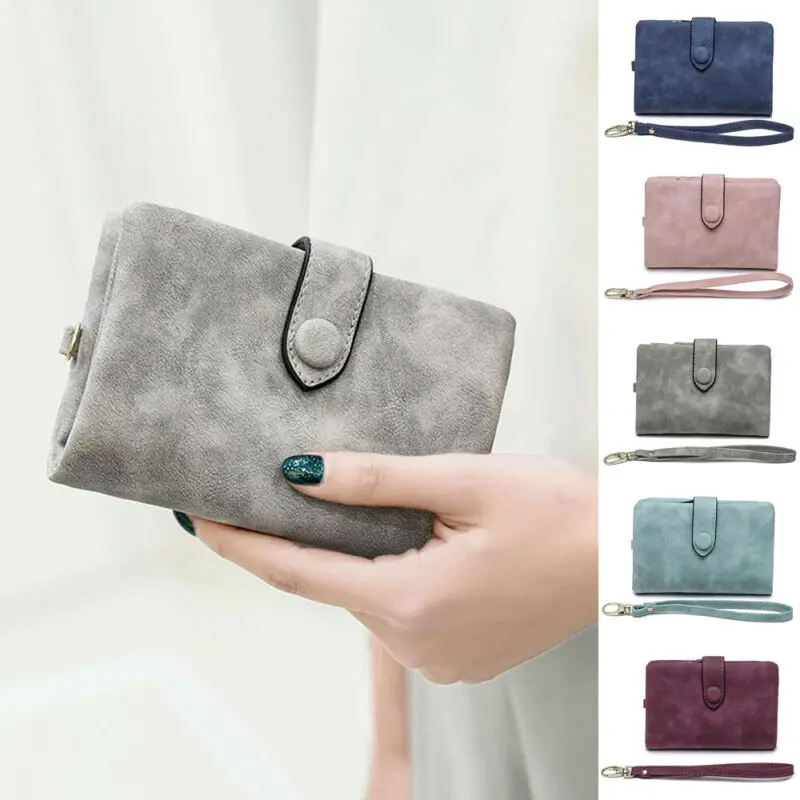 Маленький женский кошелек кожаный складной бумажник для мелочи и карт клатч